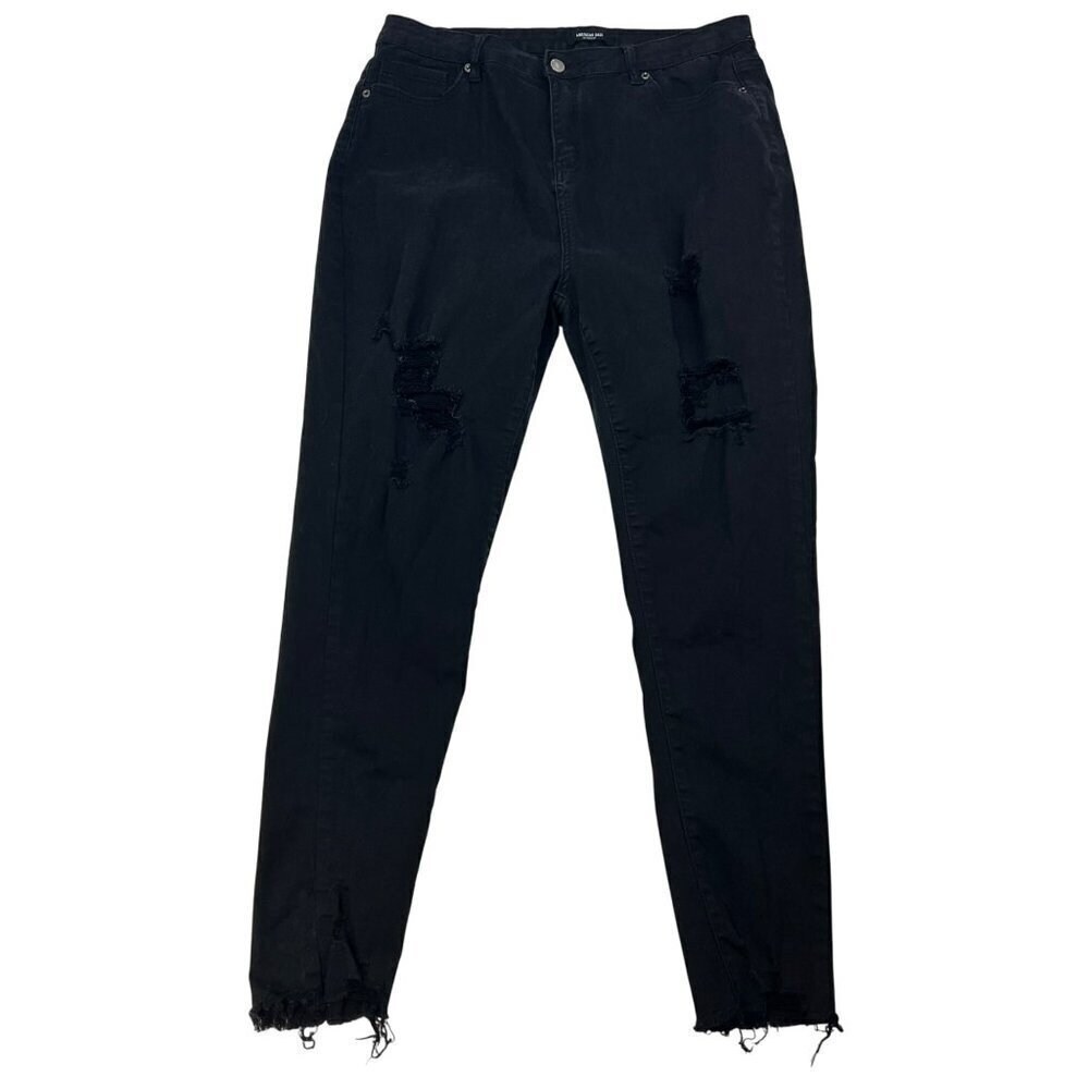 American Bazi Women’s Distressed Skinny Jeans High Rise Black Size 1X - Picture 1 of 9
